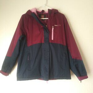 Swiss Tech girls size XL (14-16) burgundy and blue hooded jacket